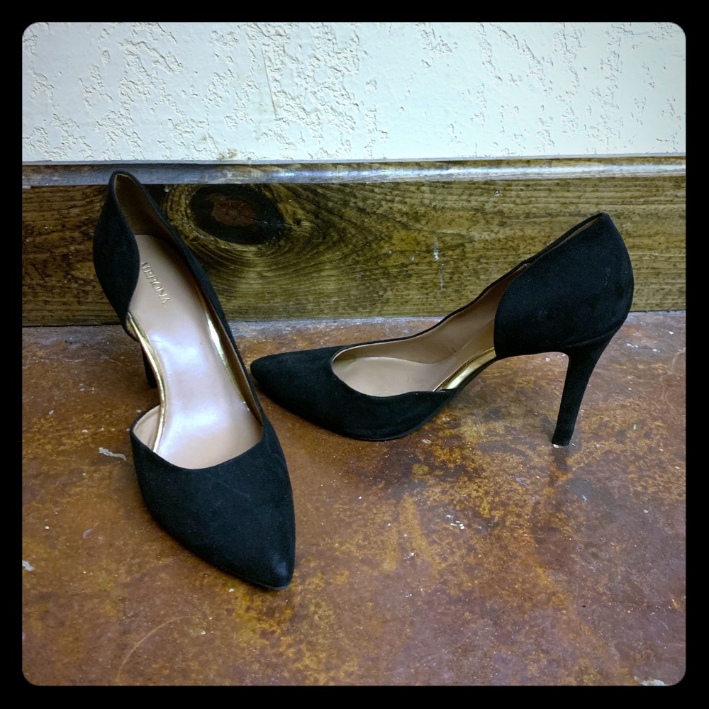 Black suede heels